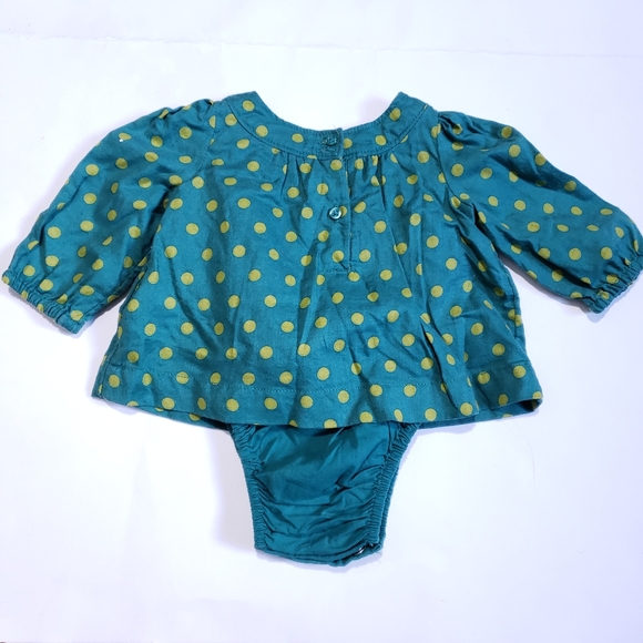 0-3M GAP Blouse Polka Dot Teal Yellow - Picture 2 of 4